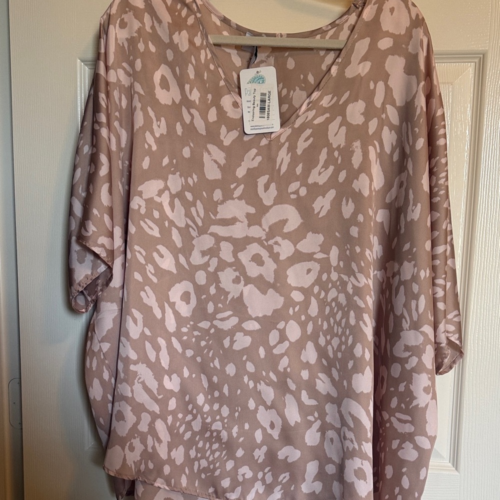 Adrienne Blush Pink Patterned Blouse